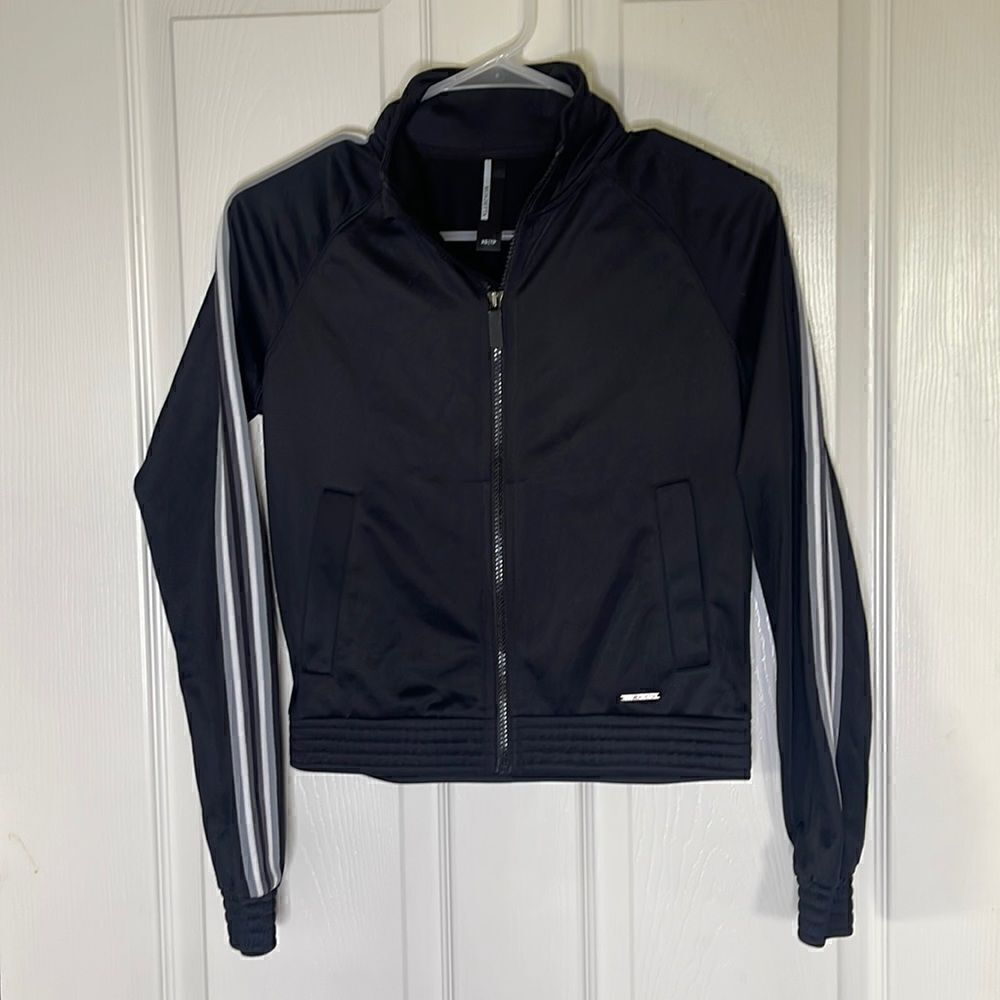 Mondetta Women XS Black full Zip Stripe Sleeve Track Workout Jacket